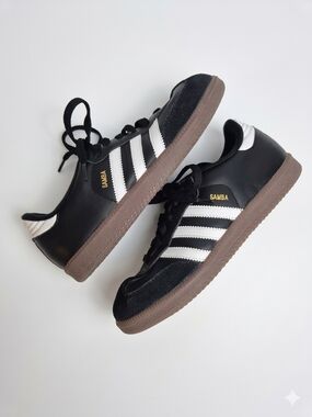 Adidas Samba Classic Black White Leather Gum Sole Size 5.5